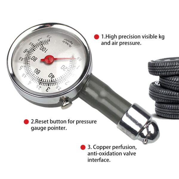 GTYPRO Tire Pressure Gauge Stainless Steel High-Precision Tire Gauge with 360°Rotating Ball Joint for Trucks,SUVs