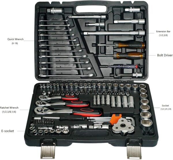 GTYPRO 121PCS Kit Car Repair Sockets Set Hand Tool Sets Combination Socket Wrench Set