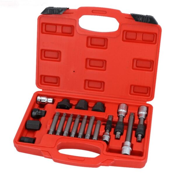 GTYPRO 18 Pc Alternator Freewheel Pulley Removal Socket Bit Set Garage Service Tool Kit