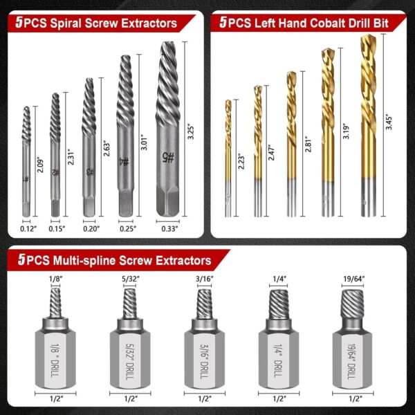 GTYPRO 15pcs screw extractor drill bit set