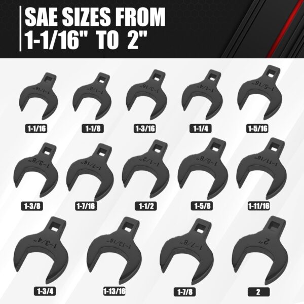 GTYPRO 14 Piece Jumbo Crows Foot Wrench Set