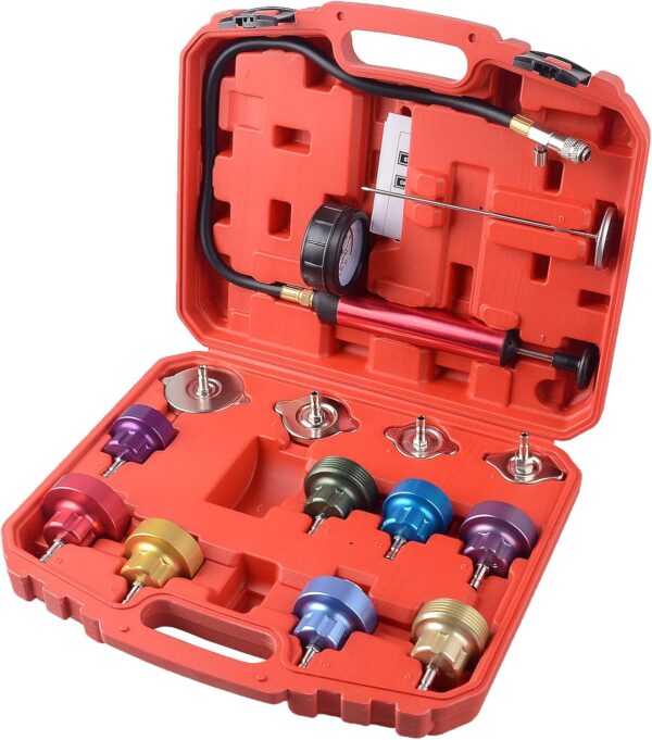 GTYPRO 14 Pcs Aluminum Automotive Cooling System Radiator Pressure Tester Kit