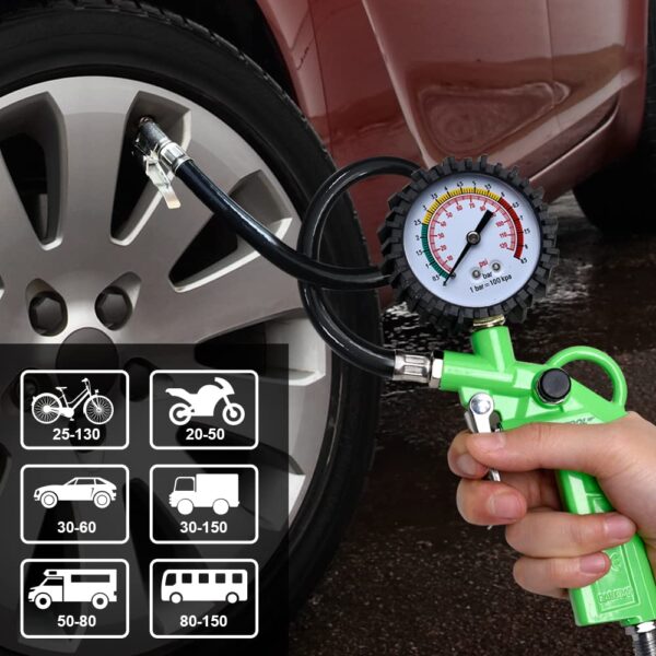GTYPRO Tire Inflator Gun with Pressure Gauge