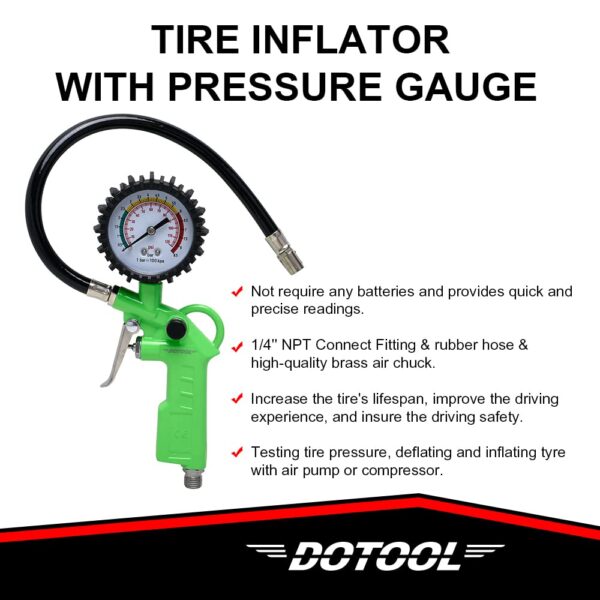 GTYPRO Tire Inflator Gun with Pressure Gauge