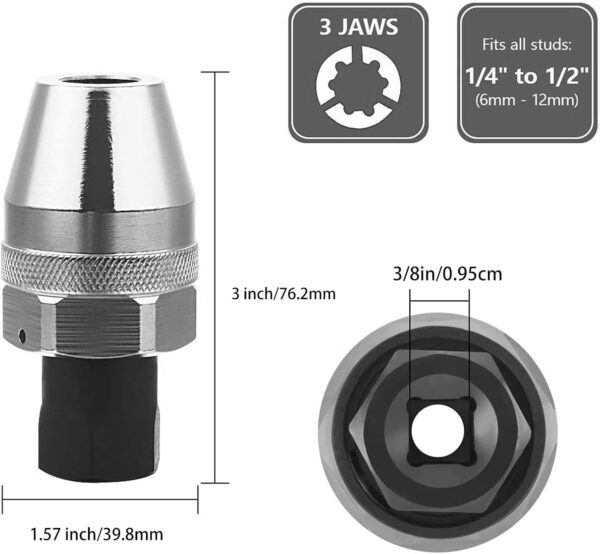 GTYPRO 3/8” Drive Stud Extractor Steel Alloy Universal Broken Bolt Remover Stud Puller Set