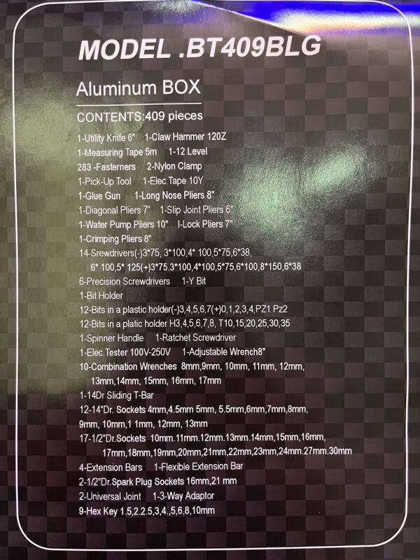 409 PCS tool set with aluminum box case