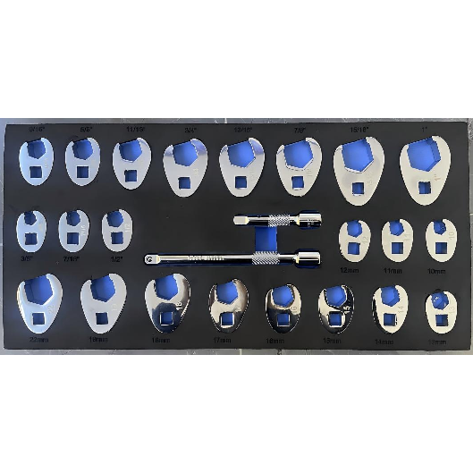GTYPRO Crowfoot Wrench Set with 2 Extension Bars 24PCS