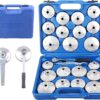 GTYPRO 23pcs Aluminum Alloy Cup Type Oil Filter Cap Wrench Socket Removal Tool Set