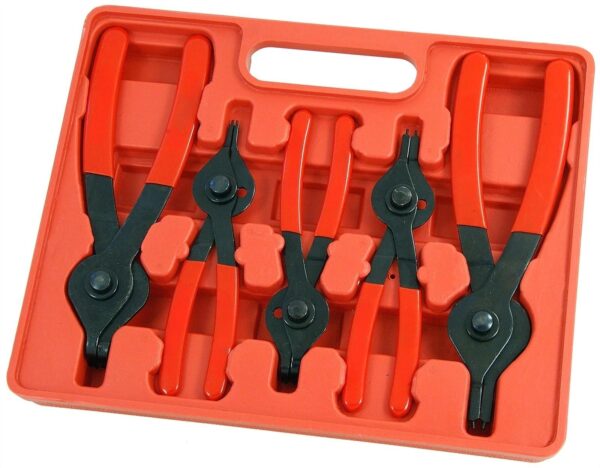 GTYPRO 5pc Circlip Snap Ring Pliers Set Includes Straight & Offset Rubber Grip