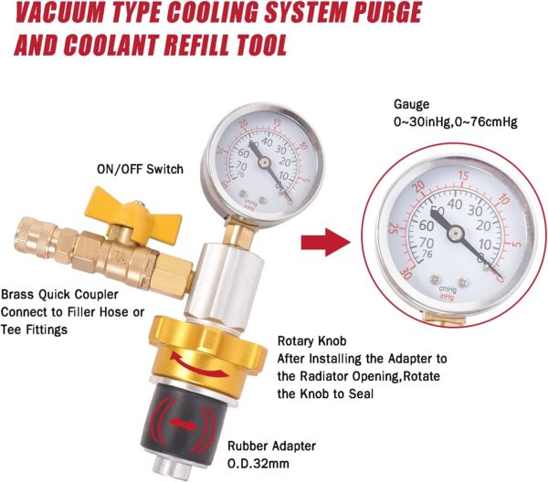 GTYPRO Engine Cooling System Vacuum Purge & Refill Kit Set Universal Pro Tools
