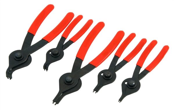 GTYPRO 5pc Circlip Snap Ring Pliers Set Includes Straight & Offset Rubber Grip