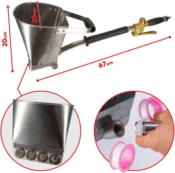 GTYPRO Pneumatic Plaster Machine with 4 Jets Stainless Steel Bucket 4.5 Litres