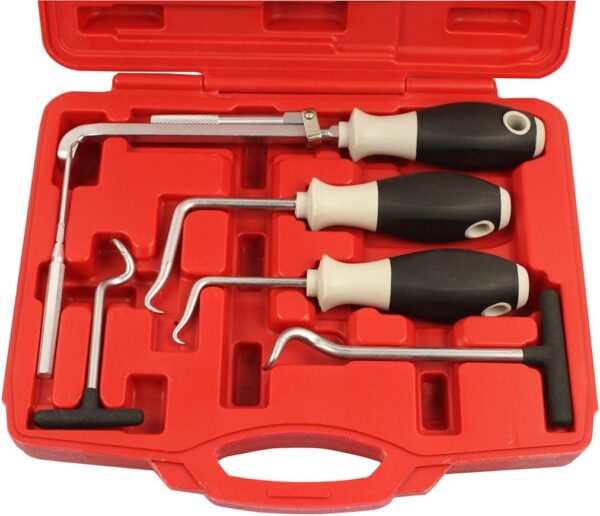 GTYPRO 6Pcs Master Hand Tools O-ring and Oil Seal Puller Removal Tool SetEasily remove seals or O-rings or pick softhoses on vehicle.  Provided with different length and anglefits wide applications. Angled blade is ideal for removing seals inlimited space.  Blade material:SCM 400.