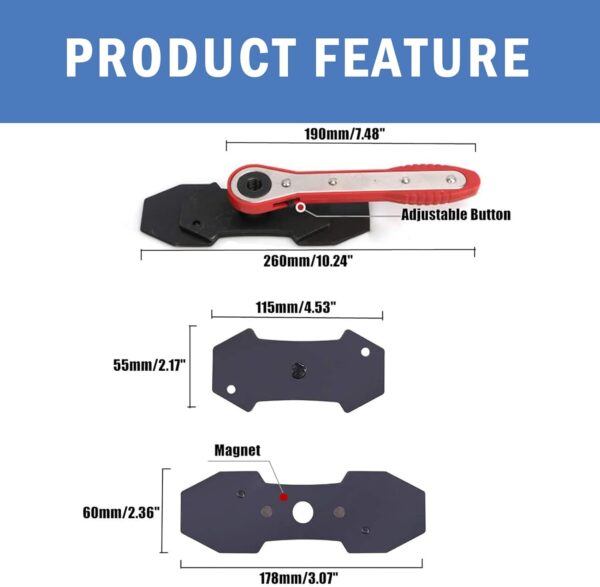 GTYPRO Brake Caliper Press Tool 360 Degree Swing Car Ratcheting Brake Caliper Piston Spreader Press Tool with 2 Pcs Steel Plates